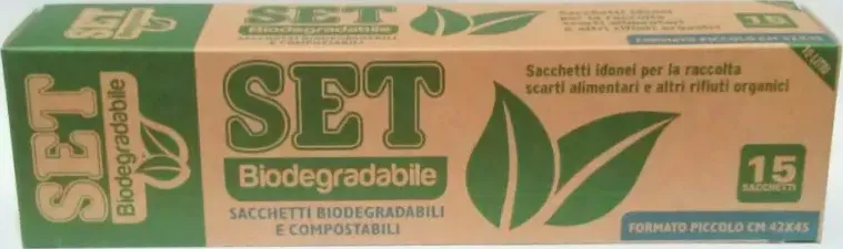 Sacchetti spazzatura set biodegradabili cm 42x45 pz 15