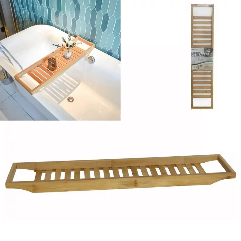 Vassoio in legno porta oggetti per vasca da bagno cm 68x14 - ragstore