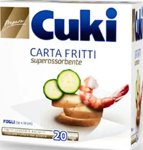 Carta fritti pretagliata cuki superassorbente cm 32x33 pz 20 fogli