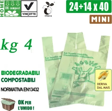 Buste shoppers biocompostabili mini kg 4