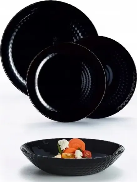 Servizio piatti da tavola in arcopal pz 18 pampille black luminarc