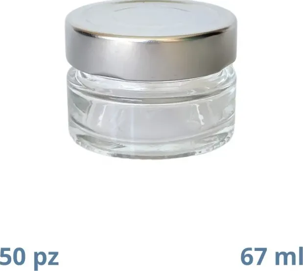 50 barattoli in vetro per creme e spezie da 67 ml con tappo alto