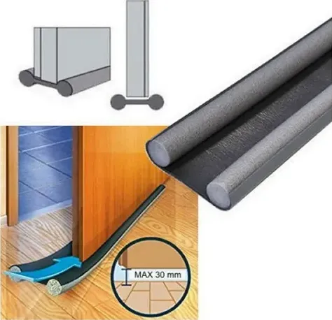 Paraspifferi sottoporta double stop 95 cm grigio