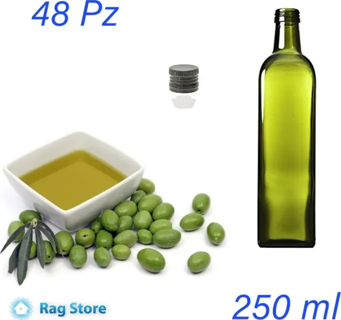 48 pz bottiglie per olio quadrata marasca da 250 ml (25 cl) colore uvag