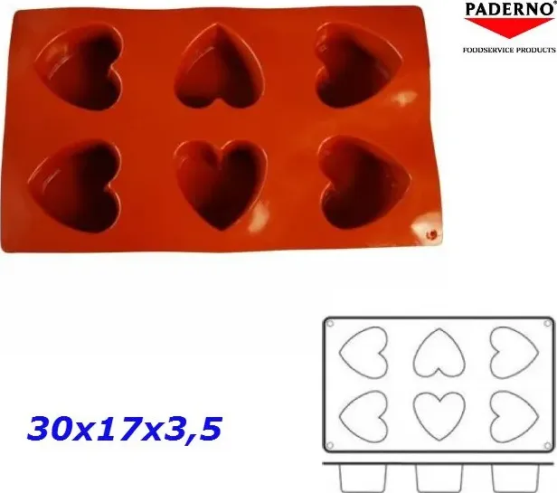 Stampo silicone cuore 6 imp. mm 55x50