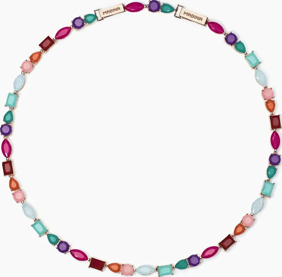 Collana santorini mabina in argento rosato e cristalli di rocca | biffi gioielli