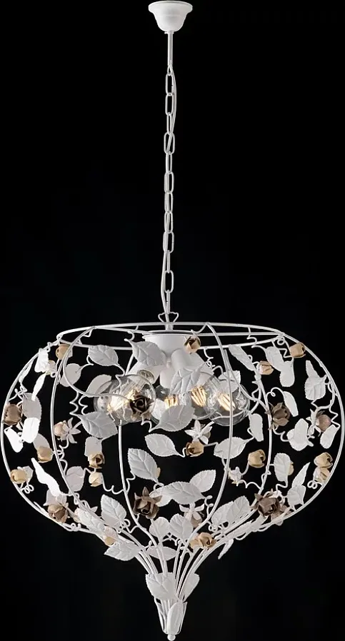 Lampadario shabby chic bella bianco 5 luci e27